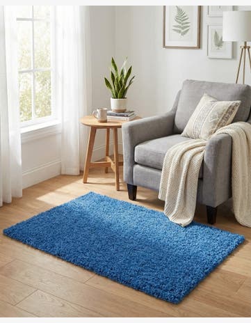 Periwinkle Blue Solid Shag Rug