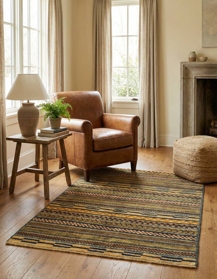 Detail image of 2' 8 x 4' Hand Knotted Modern Ziegler Rug