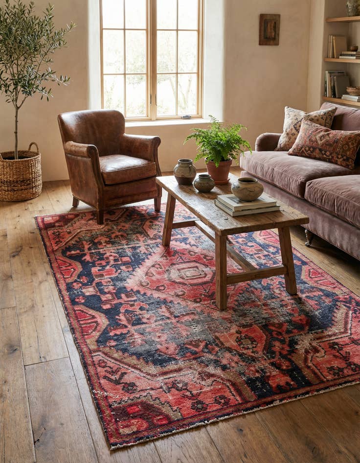 Detail image of 4' 1 x 5' 10 Hand Knotted Ultra Vintage Persian Wool Rug