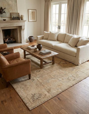 8' 1 x 9' 8 Hand Knotted Oushak Wool Rug