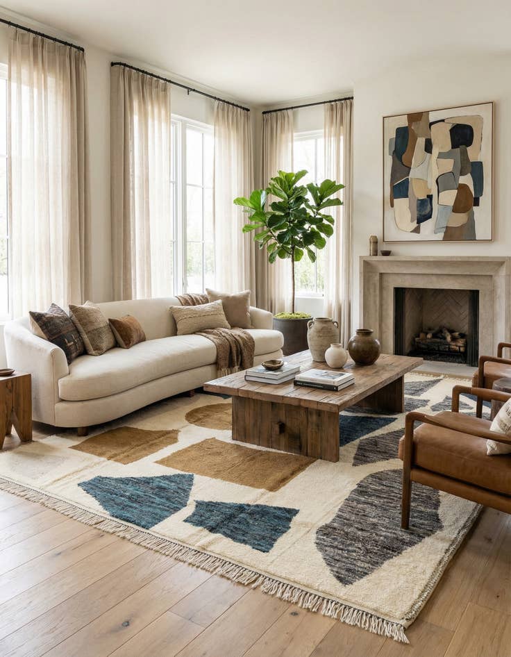 Detail image of 10' 5 x 14' 1 Hand Knotted Moroccan Wool Rug