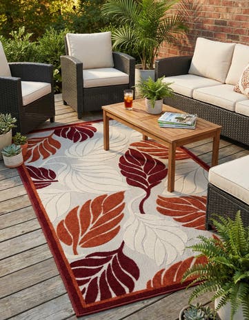 5' x 8' Easy-Clean Botanical Indoor / Outdoor Rug