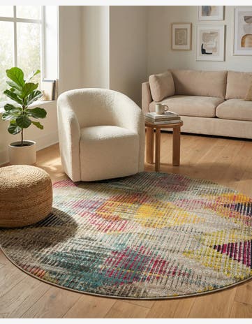 6' x 6' Washable Spectrum Round Rug