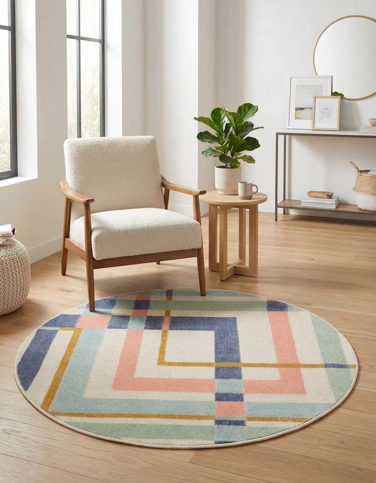 Detail image of 3' 3 x 3' 3 Lotus Round Rug