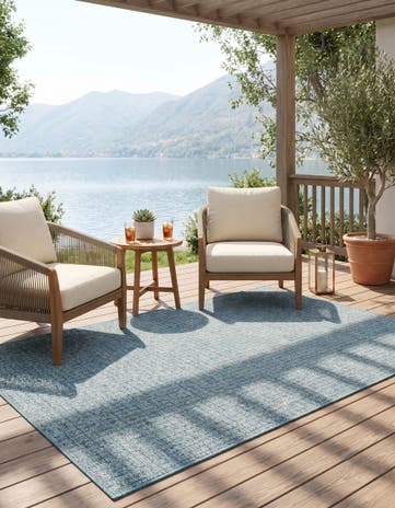 Aqua Easy-Clean Checkered Indoor / Outdoor Rug