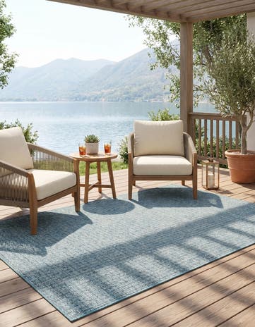 Aqua Easy-Clean Checkered Indoor / Outdoor Rug