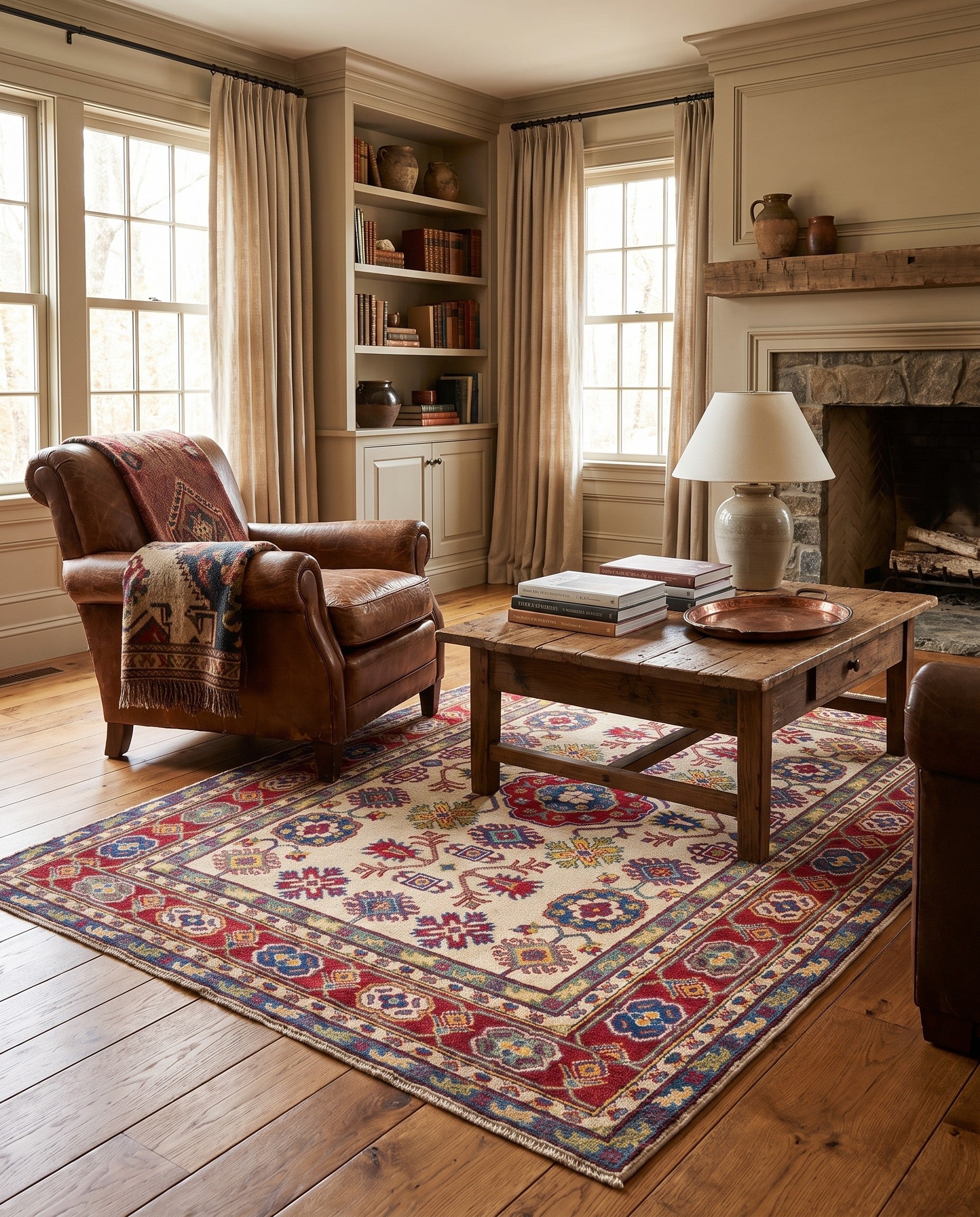 155cm x 215cm Hand Knotted Kazak Rug