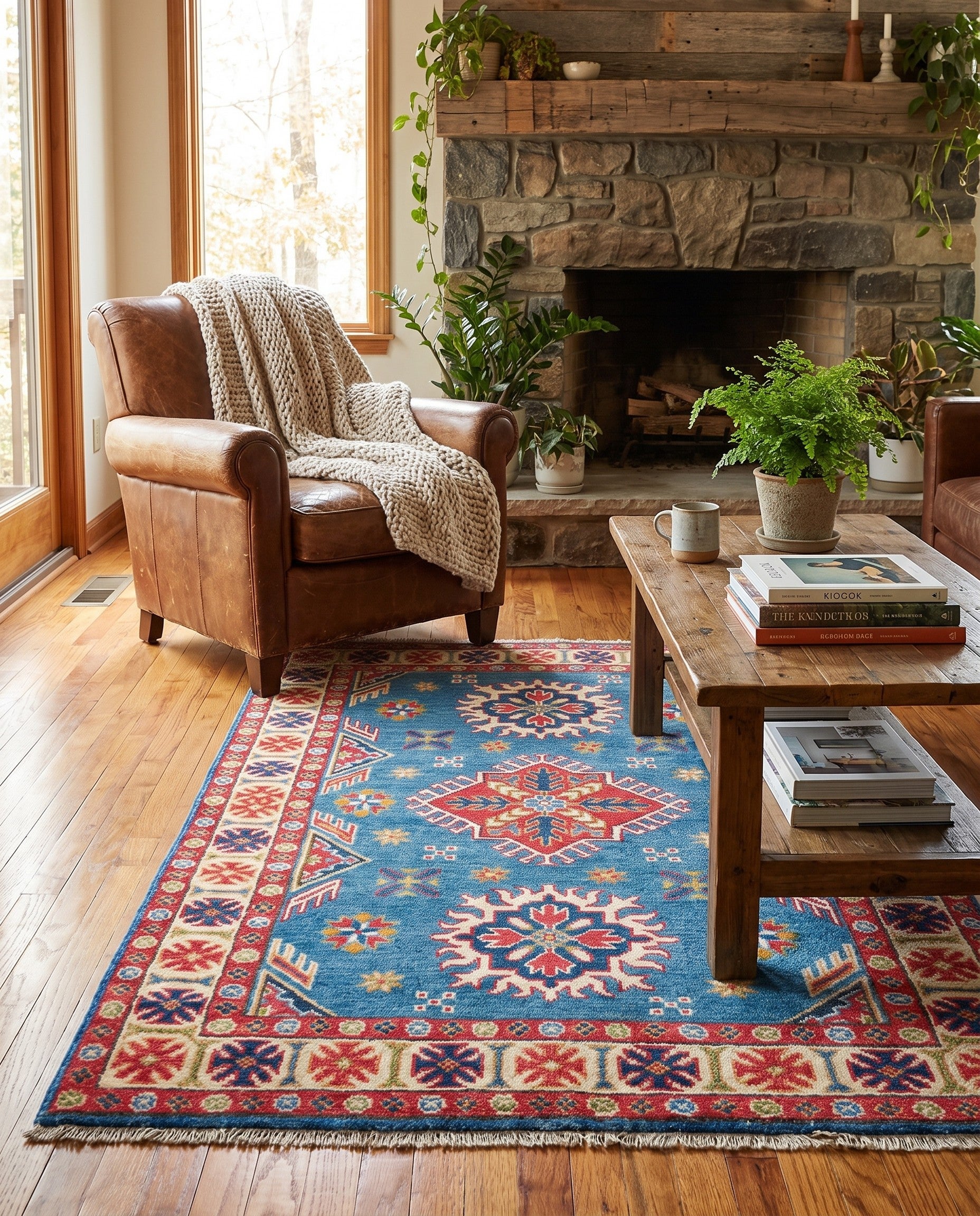 3' 5 x 4' 10 Hand Knotted Kazak Rug