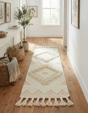 Ivory Hand Woven Arizona Wool Runner Rug