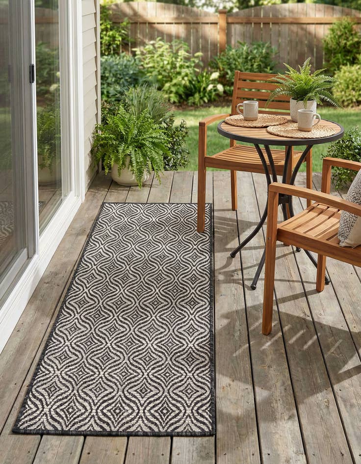 Detail image of 2' x 6' Washable Lattice Indoor / Outdoor Runner Rug