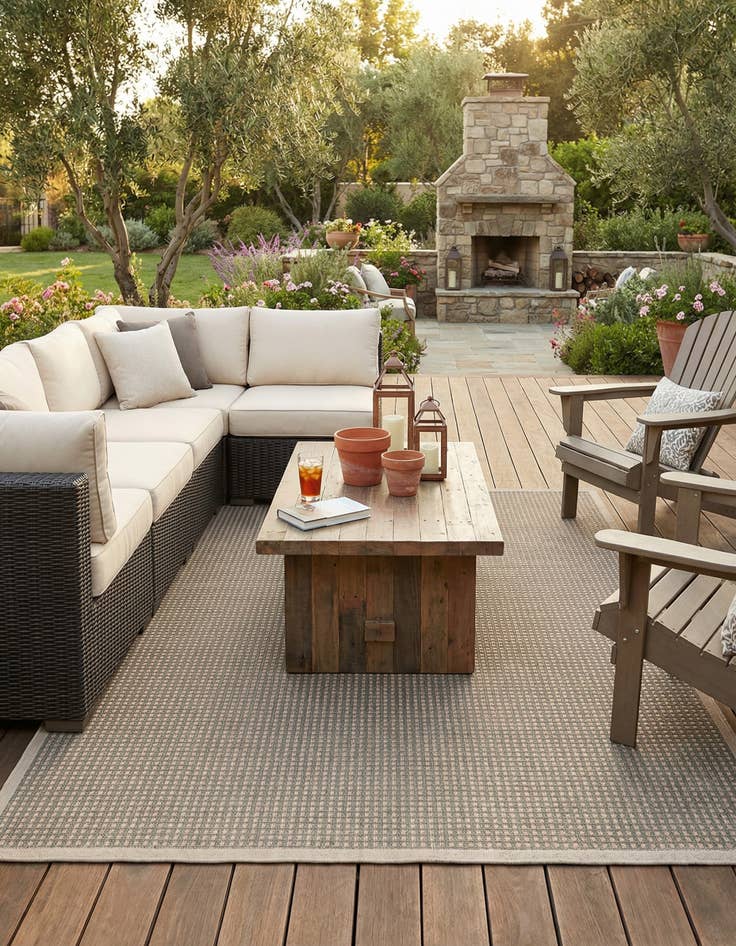 Detail image of 7' 10 x 10' Easy-Clean Border Indoor / Outdoor Rug