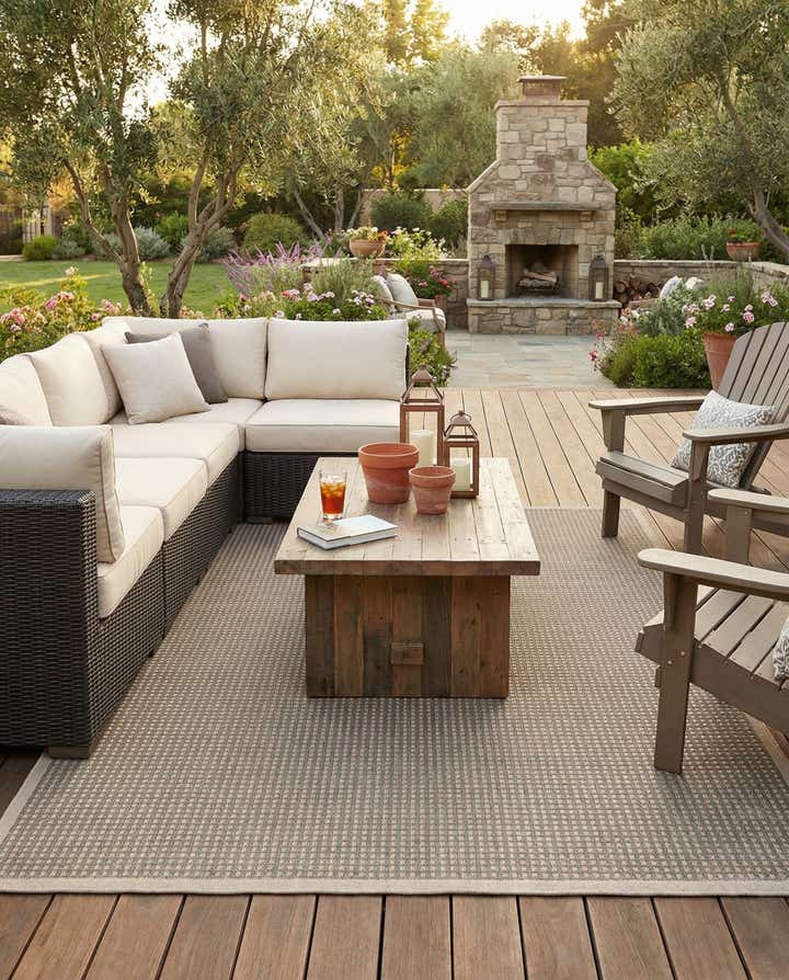 7' 10 x 10' Easy-Clean Border Indoor / Outdoor Rug