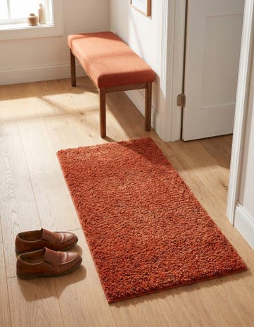 Terracotta Solid Shag Runner Rug