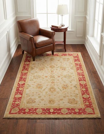 4' 1 x 5' 9 Hand Knotted Peshawar Ziegler Rug
