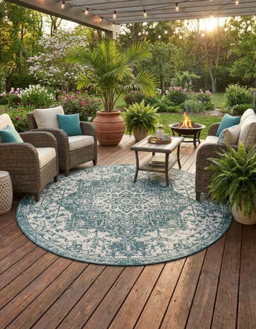 7' x 7' Easy-Clean Jill Zarin Dubai Indoor / Outdoor Round Rug