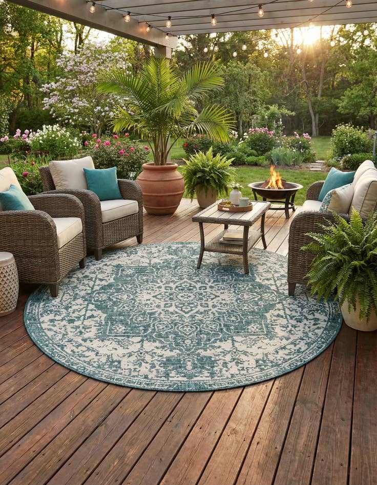 Detail image of 7' x 7' Easy-Clean Jill Zarin Dubai Indoor / Outdoor Round Rug