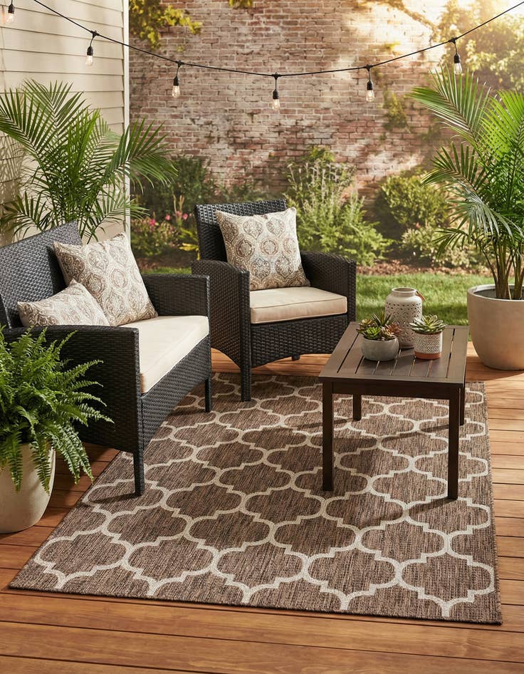 Detail image of 5' 3 x 8'  Washable Trellis Indoor / Outdoor Rug