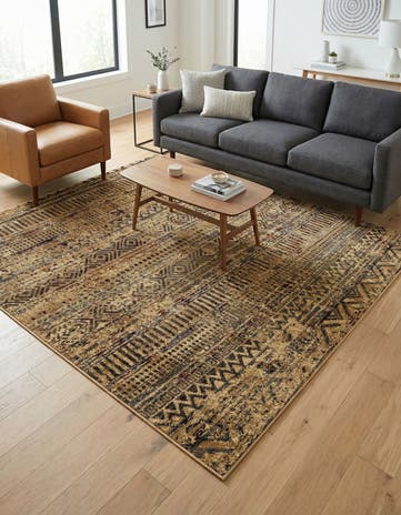 Beige Saturn Square Rug