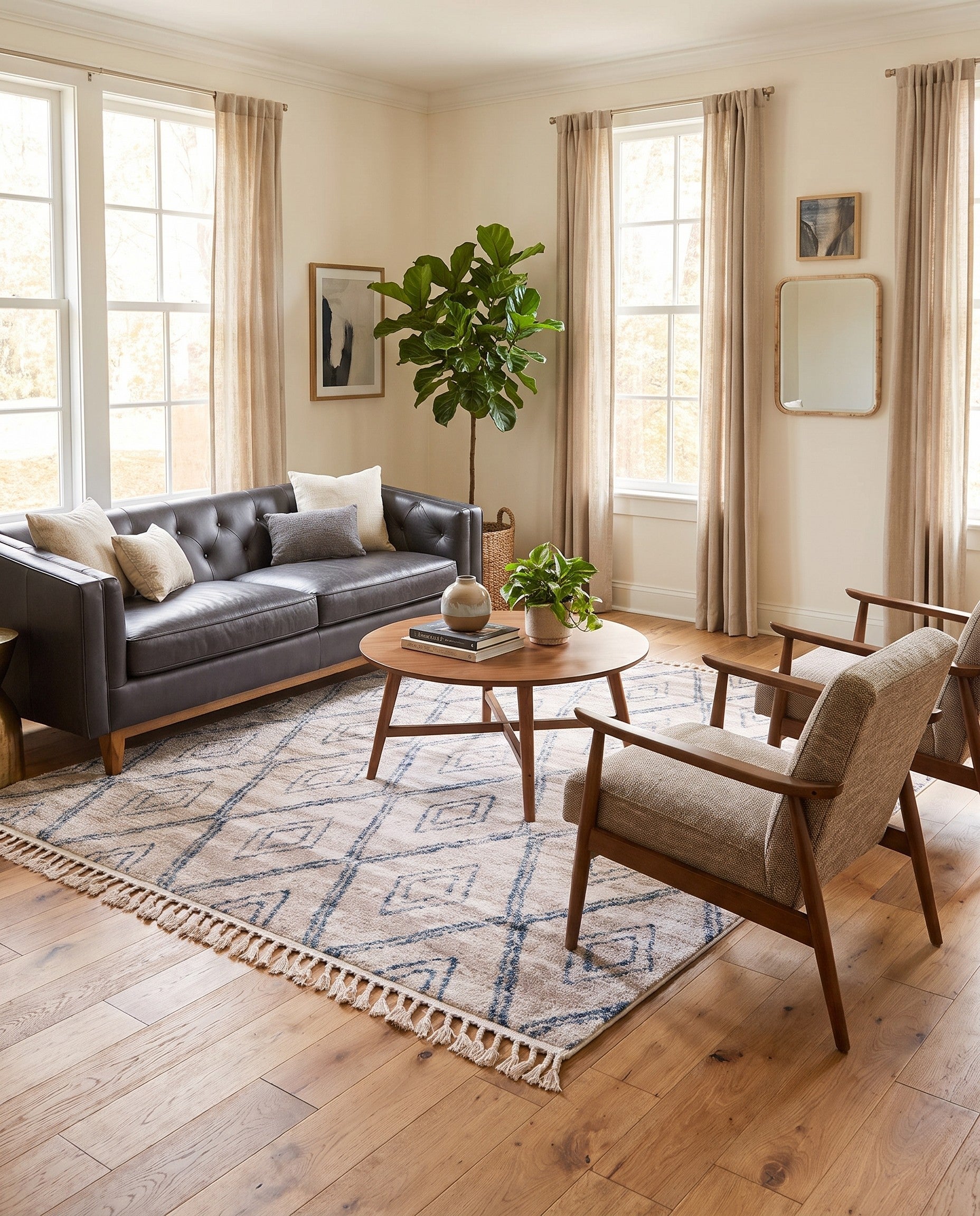 Beige Atlas Tapis Carré
