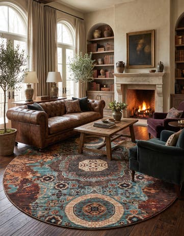 8' x 8' 2 Hand Knotted Mamluk Ziegler Round Rug
