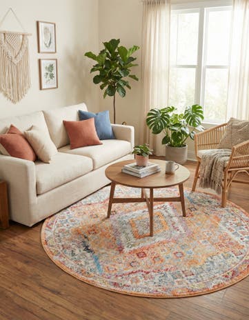 Orange Williamsburg Round Rug