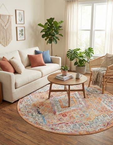 Orange Williamsburg Round Rug