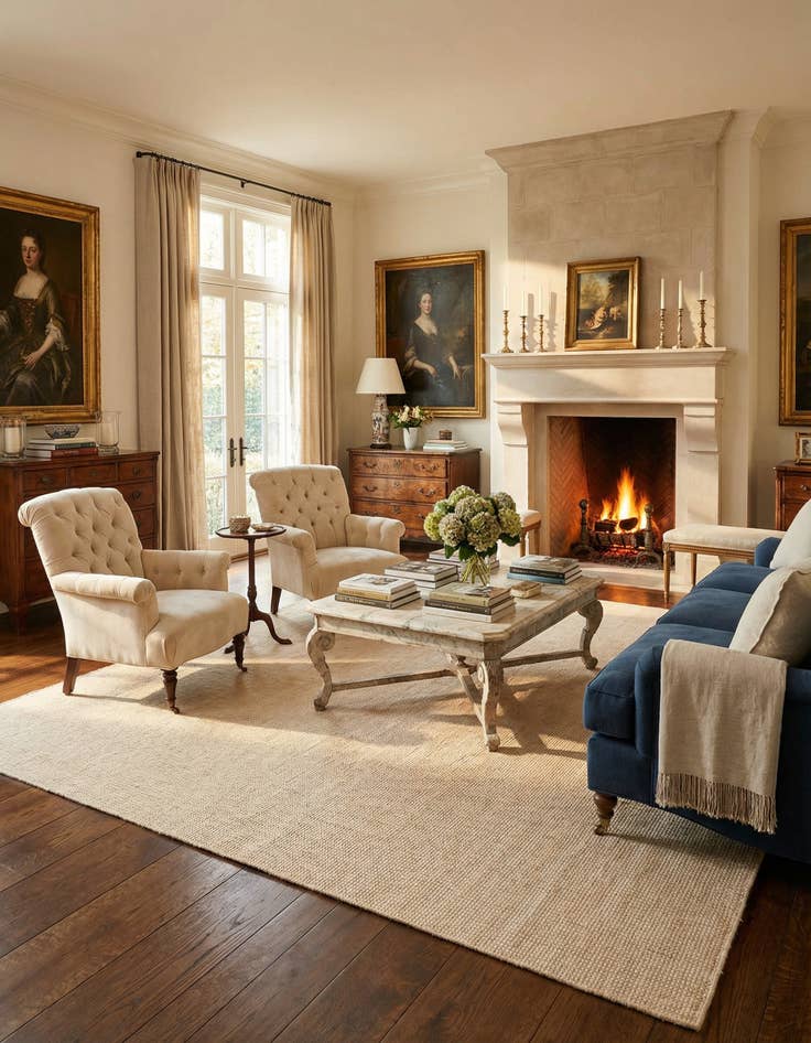 Detail image of 6' 1 x 9'  Hand Woven Jill Zarin English Manor Wool Rug