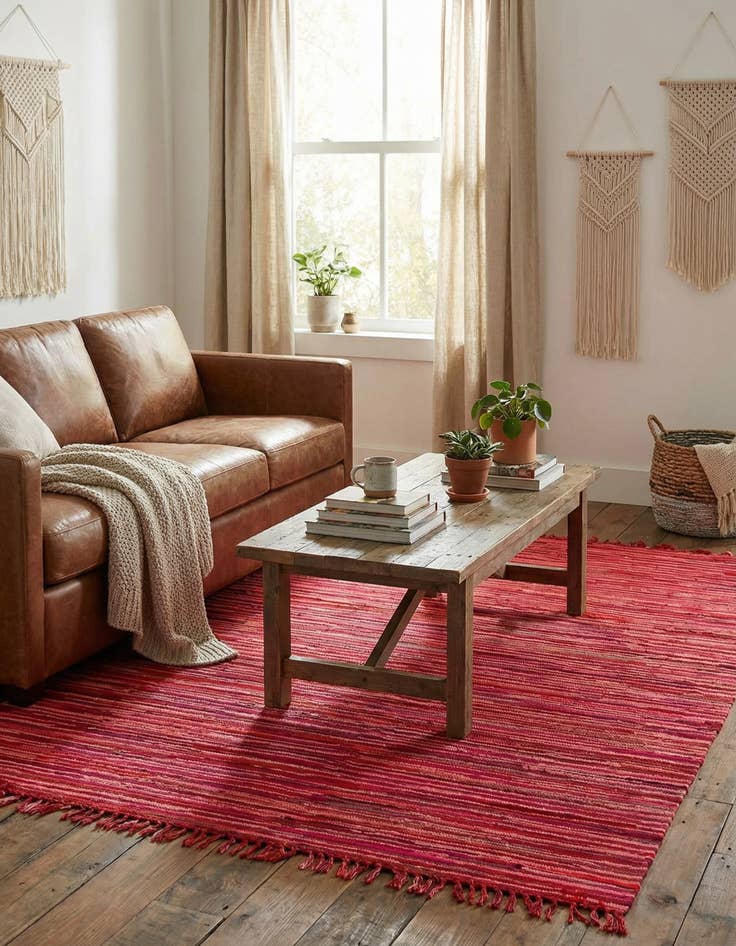 Detail image of 8' x 10' Hand Woven Chindi Cotton Rug