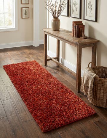 2' 5 x 4' 7 Hand Knotted Two-Tone Shag Oriental Runner Rug