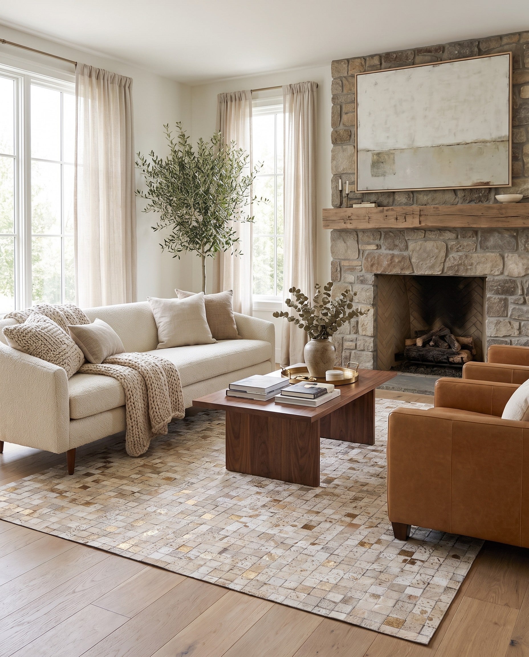 5' 2 x 7' 6 Cowhide Stocks Rug