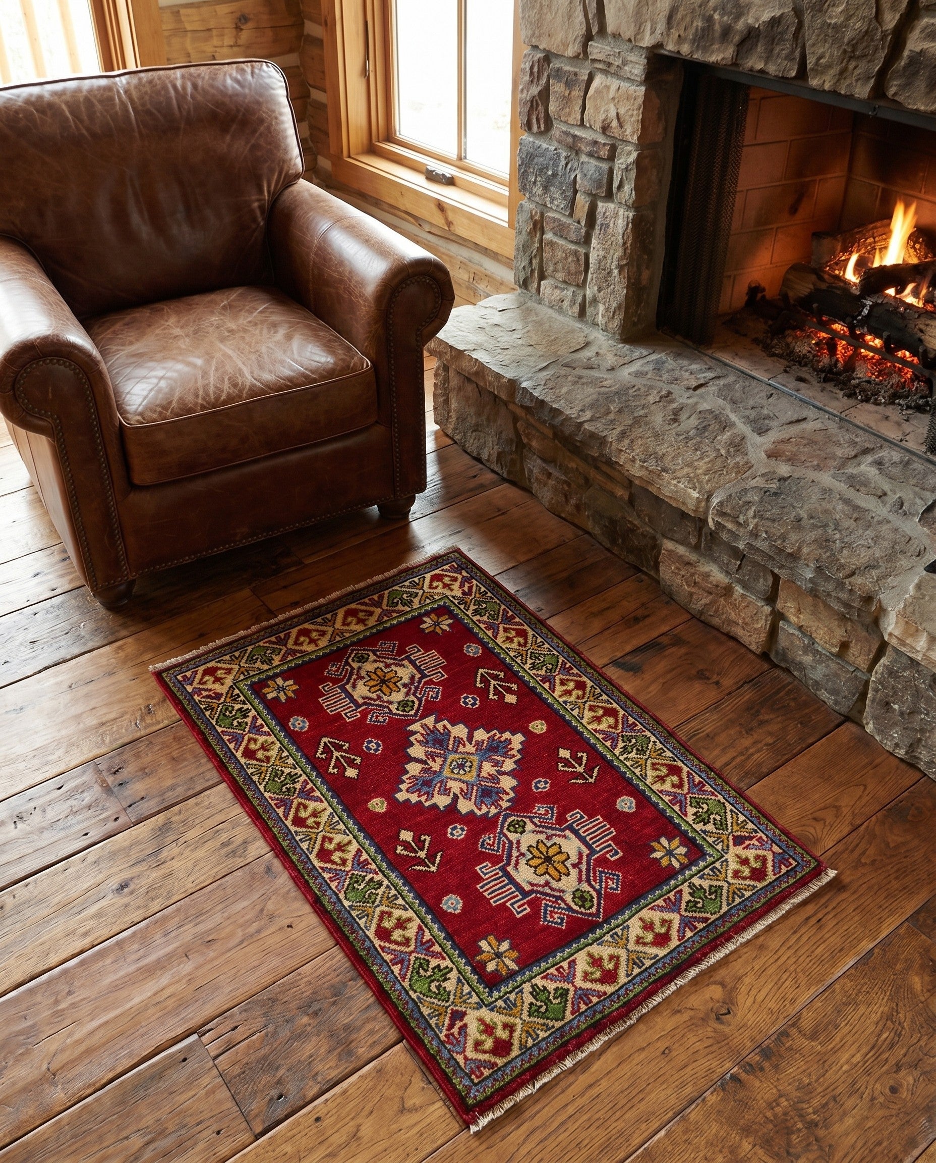 2' x 3' 1 Hand Knotted Kazak Rug