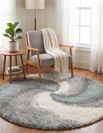 Sage Green Soft Touch Shag Round Rug