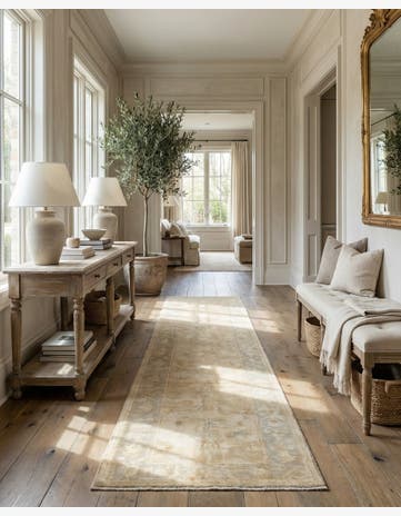 2' 8 x 11' 10 Hand Knotted Oushak Wool Runner Rug