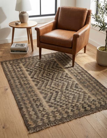 3' 5 x 4' 10 Hand Woven Kilim Maymana Wool Rug