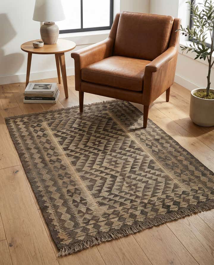 3' 5 x 4' 10 Hand Woven Kilim Maymana Wool Rug