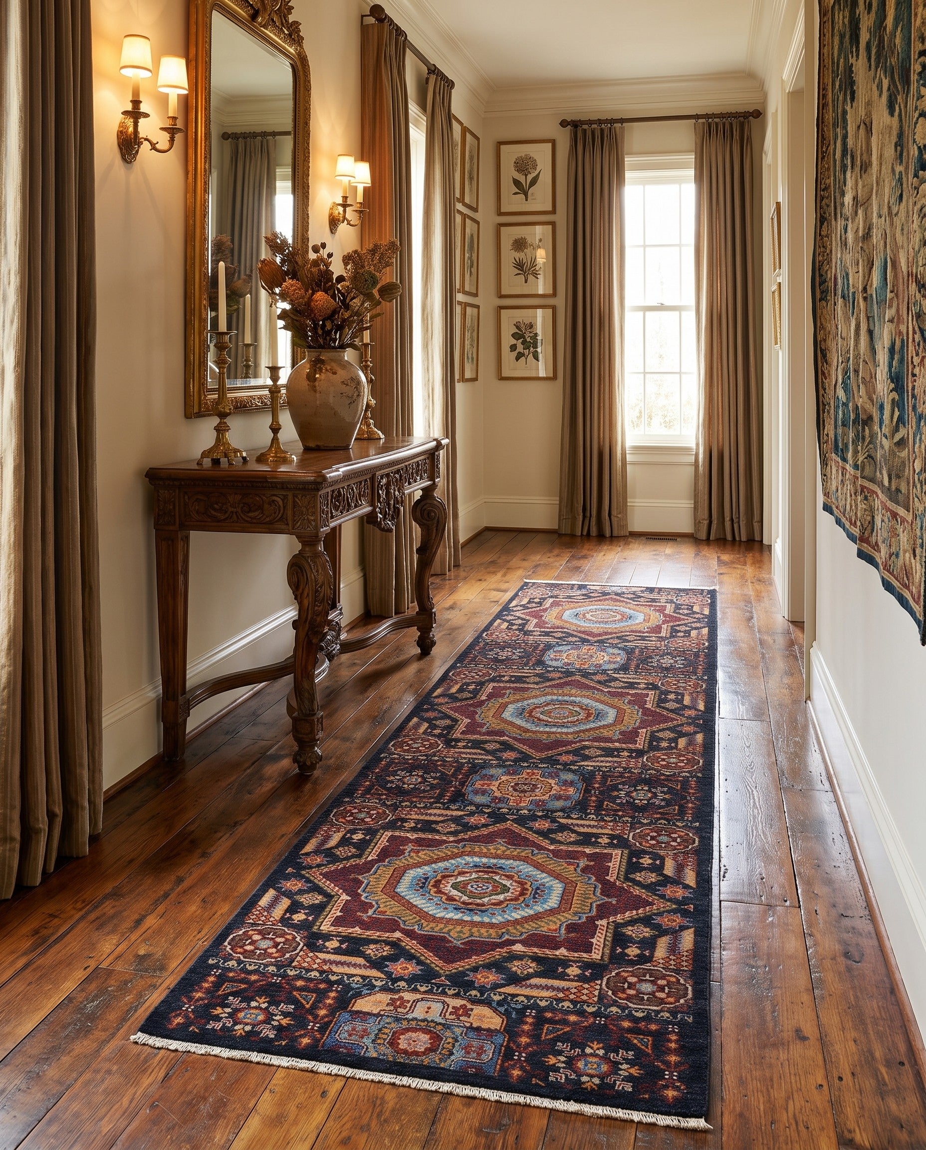 80cm x 300cm Hand Knotted Mamluk Ziegler Runner Rug