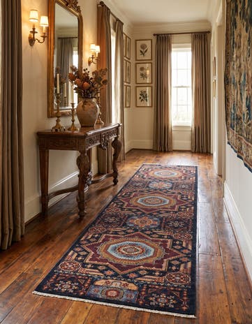 80cm x 300cm Hand Knotted Mamluk Ziegler Runner Rug