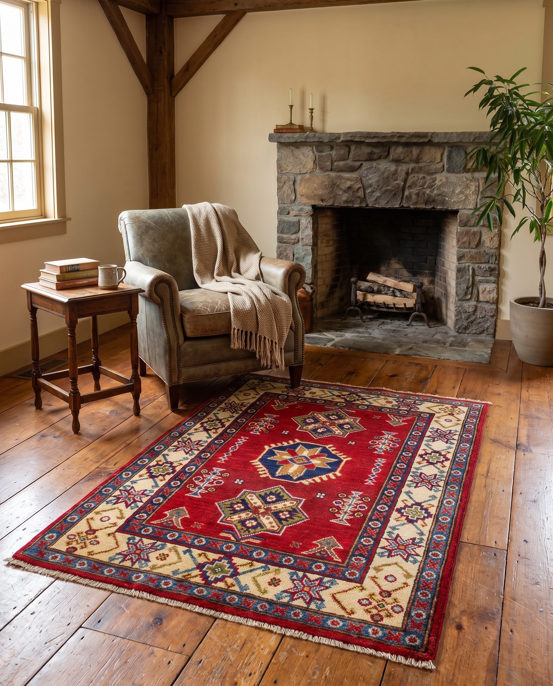 2' 9 x 4' Hand Knotted Kazak Rug