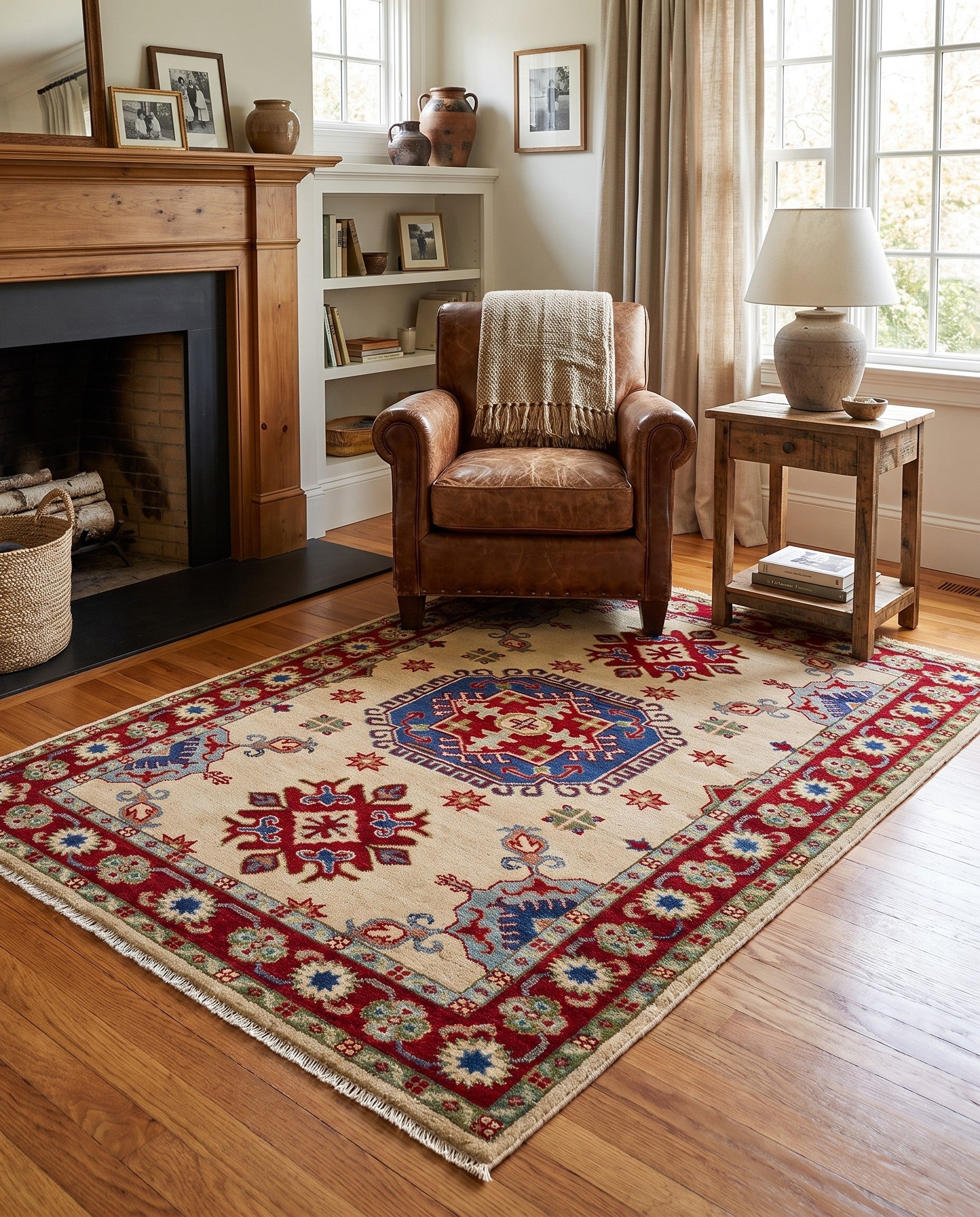 3' 5 x 4' 8 Hand Knotted Kazak Rug