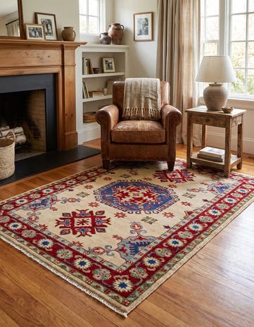 3' 5 x 4' 8 Hand Knotted Kazak Rug