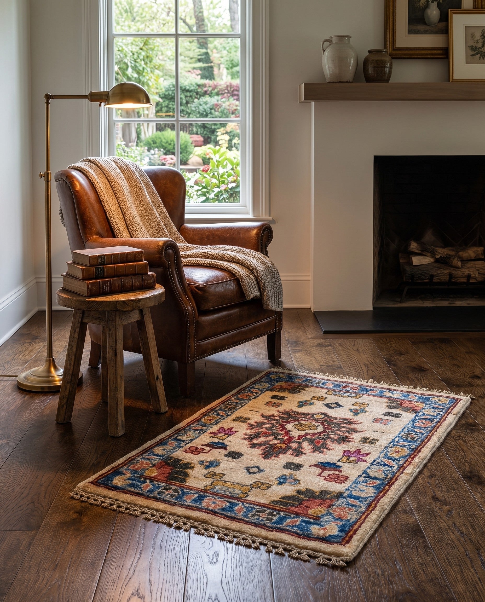 1' 4 x 2' Hand Knotted Ziegler Rug