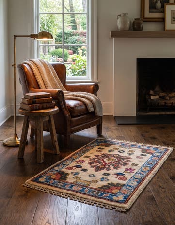 1' 4 x 2' Hand Knotted Ziegler Rug