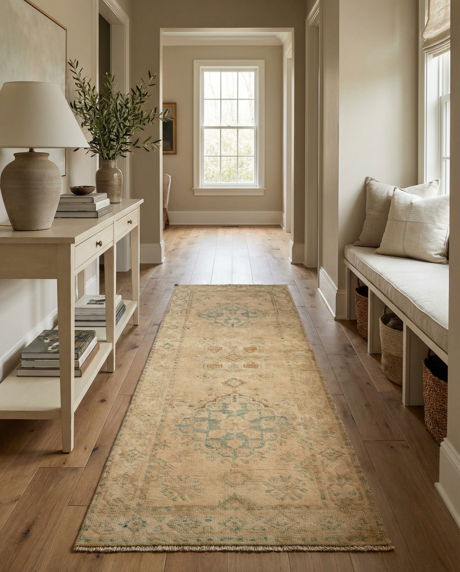 2' 1 x 5' 10 Hand Knotted Oushak Wool Runner Rug