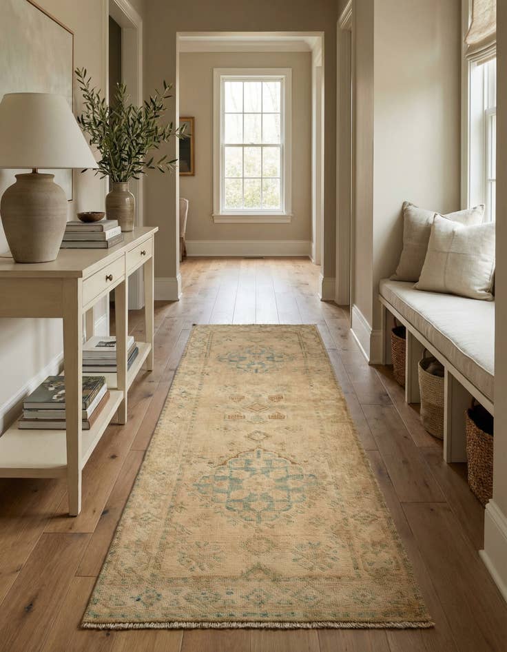 Detail image of 2' 1 x 5' 10 Hand Knotted Oushak Wool Runner Rug