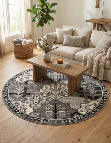 Gray Vista Round Rug