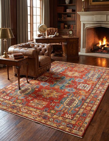 6' 8 x 10' 6 Hand Knotted Kazak Rug