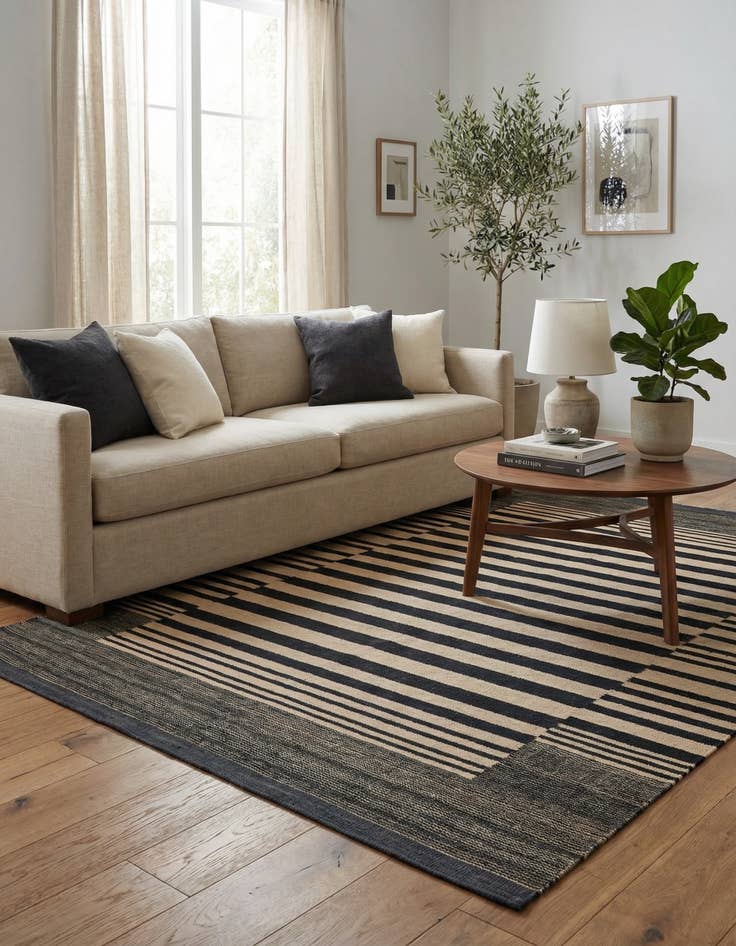 Detail image of 4' 8 x 6' 4 Hand Woven Kilim Modern Wool Rug