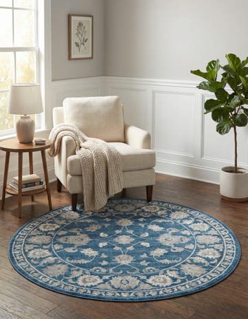 Blue Boston Round Rug