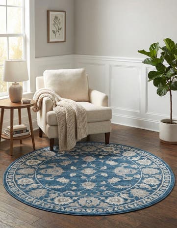 Blue Boston Round Rug