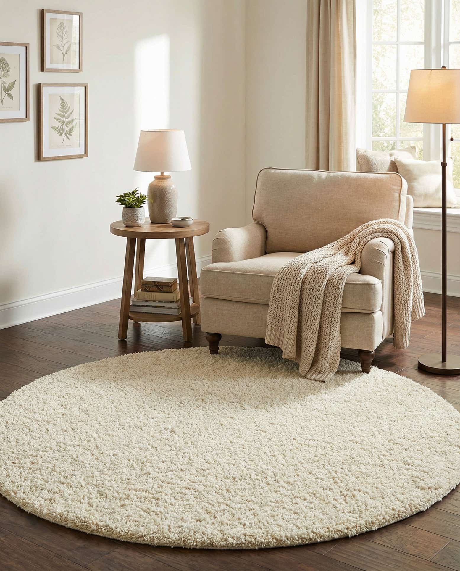 7' 10 x 7' 10 Solid Shag Round Rug